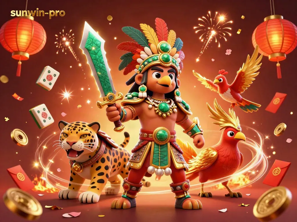 Experience the excitement of sunset slots with sunwin-pro, featuring vibrant characters and festive elements.