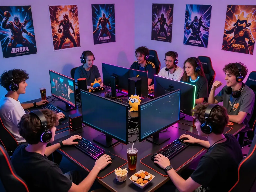 Friends enjoying gaming together in a vibrant KILAT404 setting