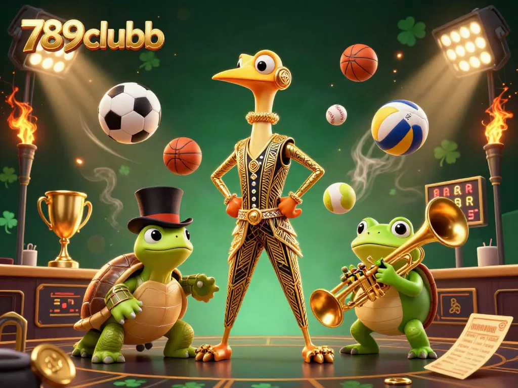 Engage with 789clubb at a vibrant, whimsical casino scene featuring dynamic game elements.