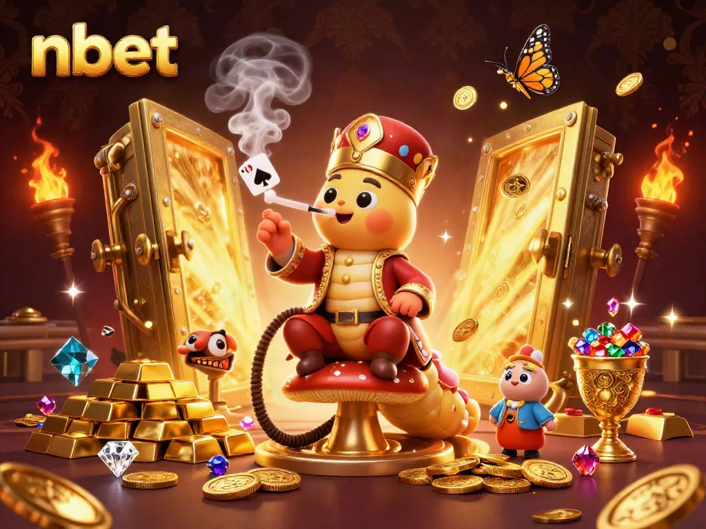 Experience nbet's vibrant casino atmosphere with an ultra-detailed 3D rendering featuring a hookah-master and treasure.