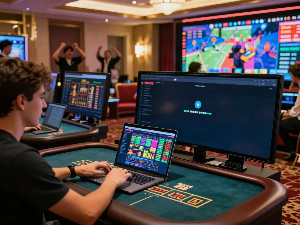 Engaging scene of online gaming at FIVE88, showcasing Baccarat gameplay and sports betting excitement.