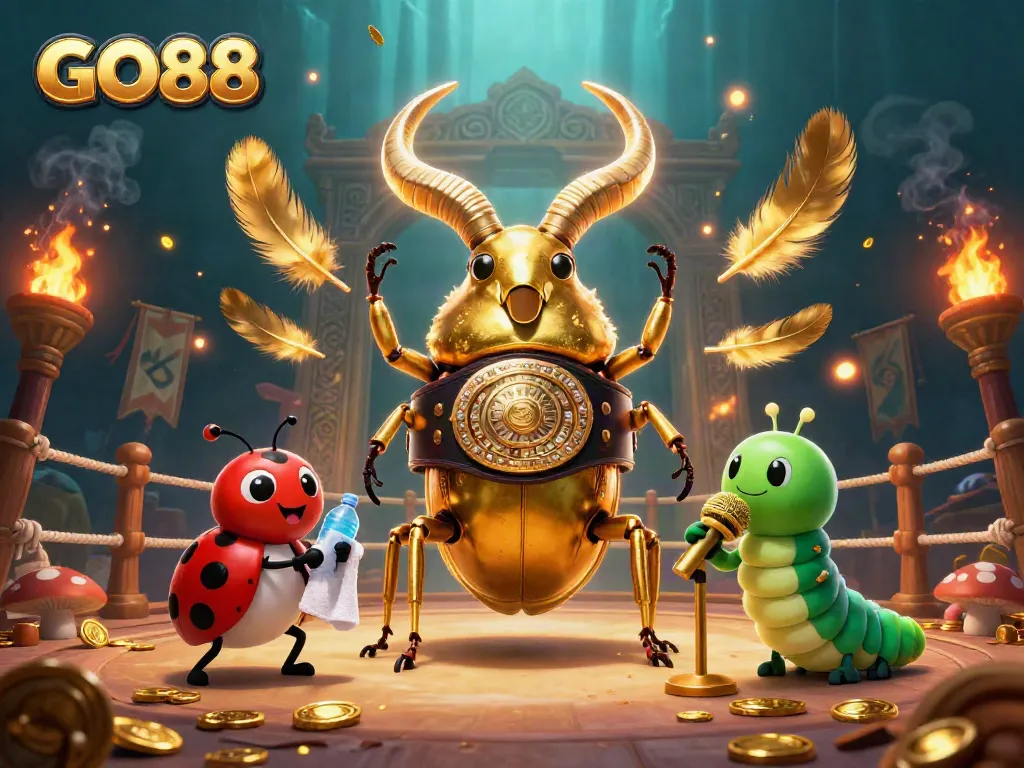 Experience the excitement of GO88 with a vibrant casino-themed illustration showcasing dynamic gambling elements and characters.