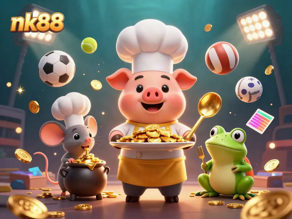 nk88 engages bettors with vibrant sports-themed gold coin features and characters.