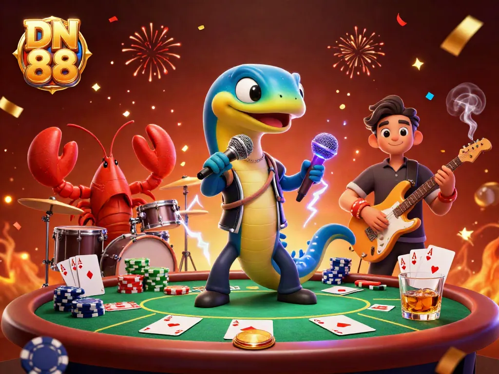 Experience gaming excitement at DN 88 with this vibrant underwater casino scene showcasing dynamic characters and rich elements.