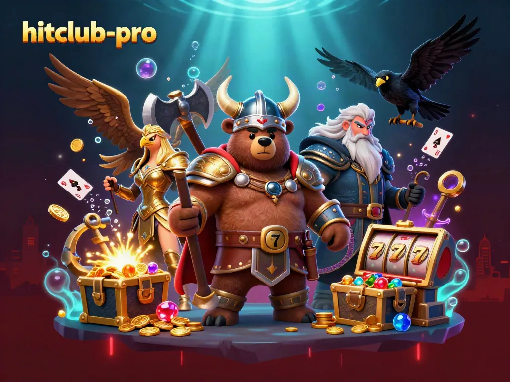 Experience thrilling fun with hitclub-pro's vibrant 3D casino scene featuring captivating characters and spinning slot reels.