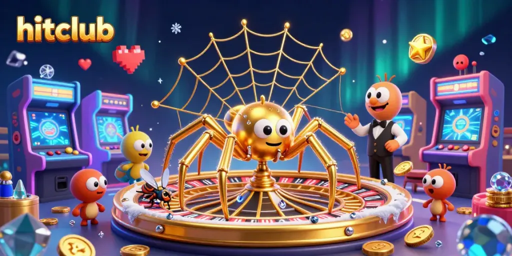 Experience the thrill of hitclub with vibrant casino elements and a roulette wheel in this engaging 3D scene.